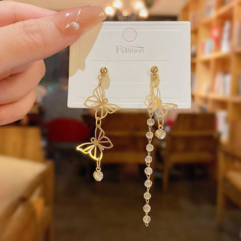 Golden-Butterfly-Tassel-Earrings 1