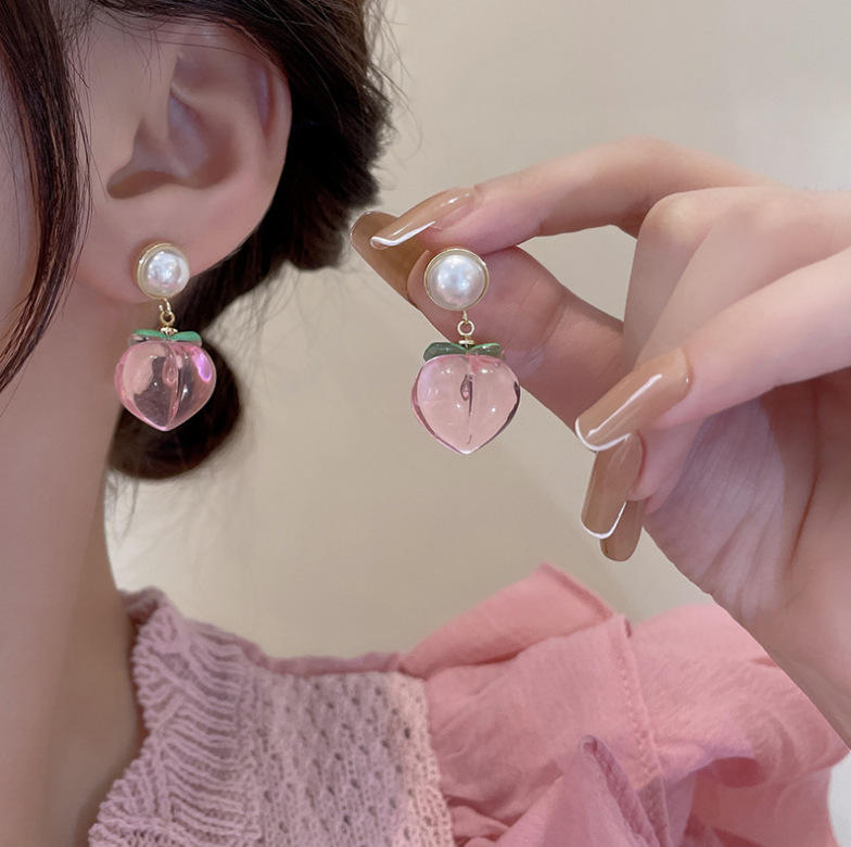 Pink-Heart-Pearl-Earrings 2
