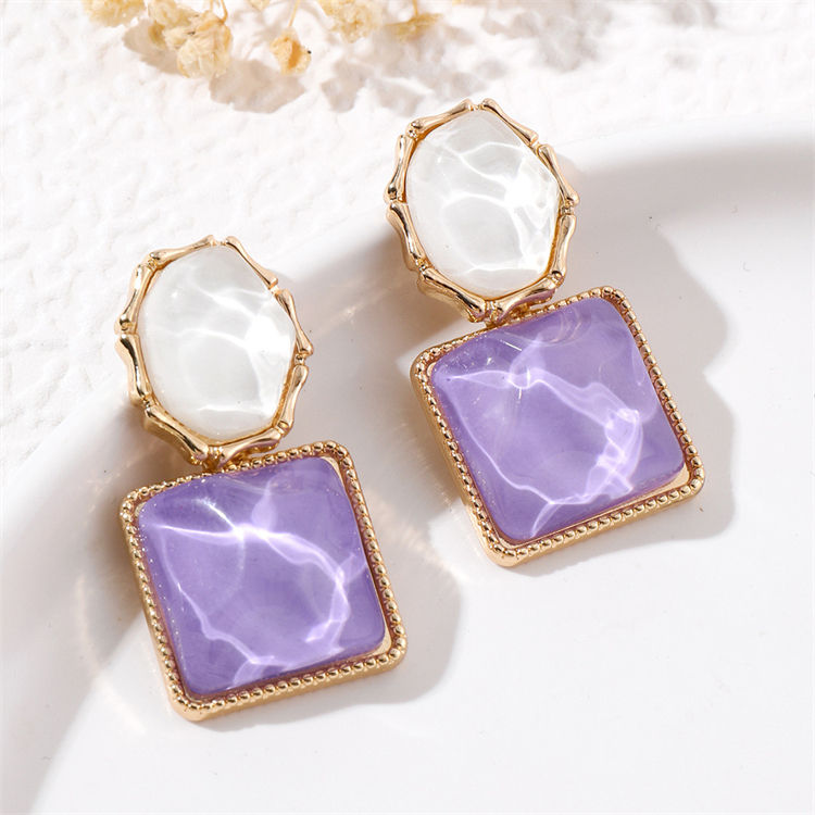 Purple-Sparkling-Water-Stone-Earrings 1