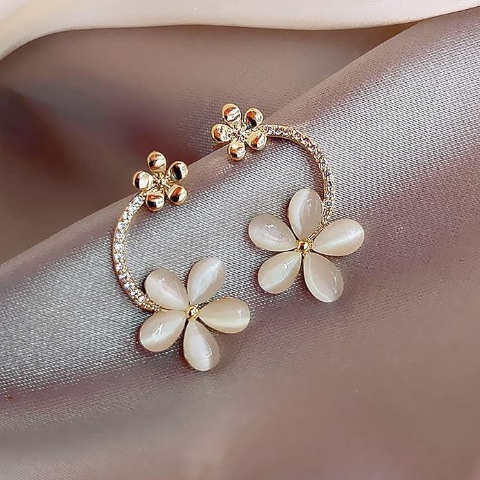 White Blossom Stone Earrings