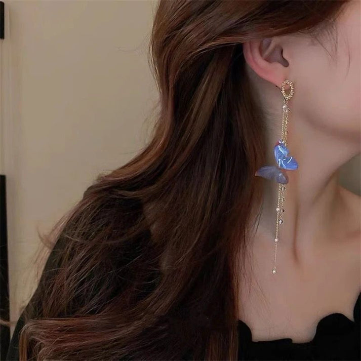 Blue-Butterfly-Tassel-Earrings 2