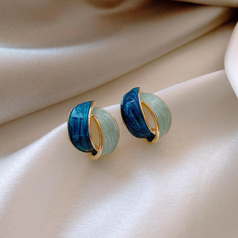 Blue-Crescent-Enamel-Earrings 1