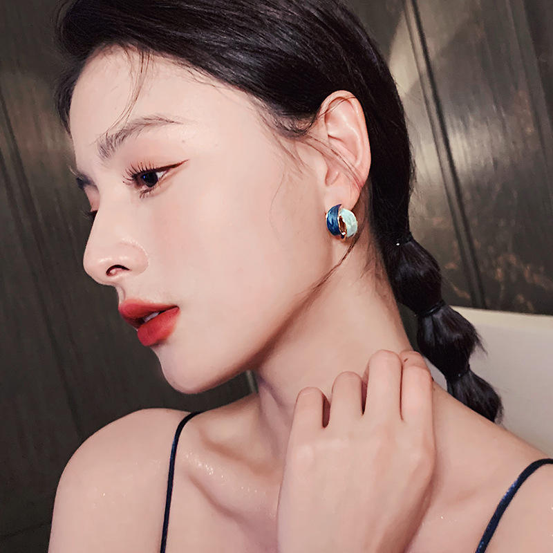 Blue-Crescent-Enamel-Earrings 2
