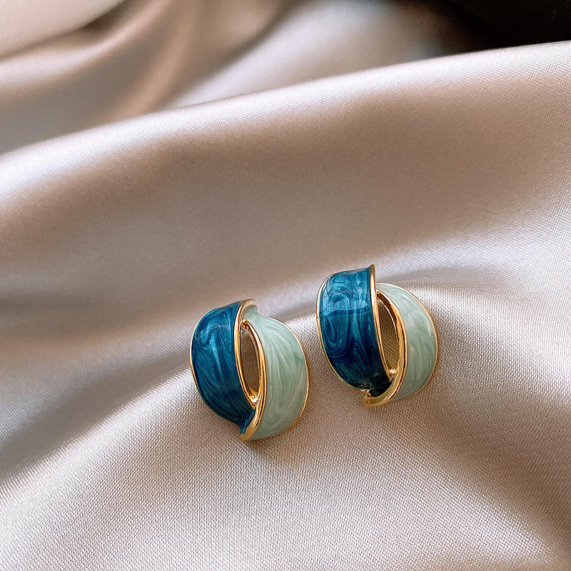 Blue-Crescent-Enamel-Earrings 3