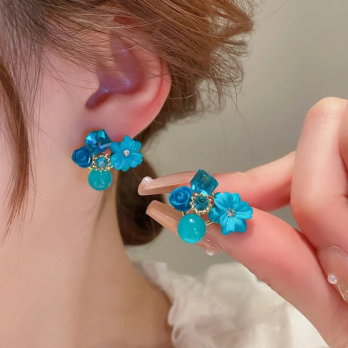 Blue-Crystal-Flower-Earrings 2