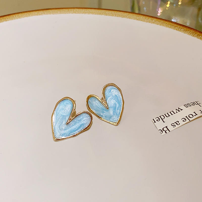 Blue-Enamel-Heart-Earrings 1