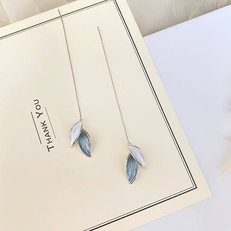 Blue-Leaves-Chain-Earrings 3