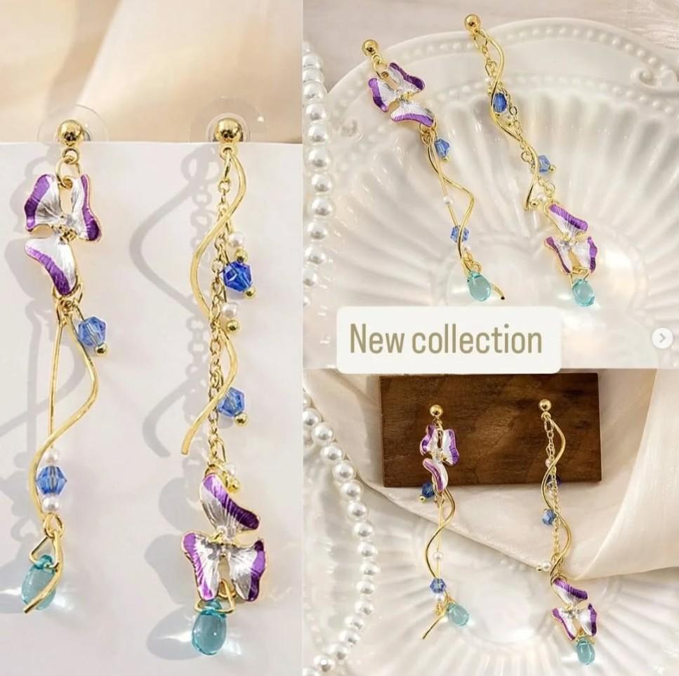 Blue and Purple Crystal Drop Earrings