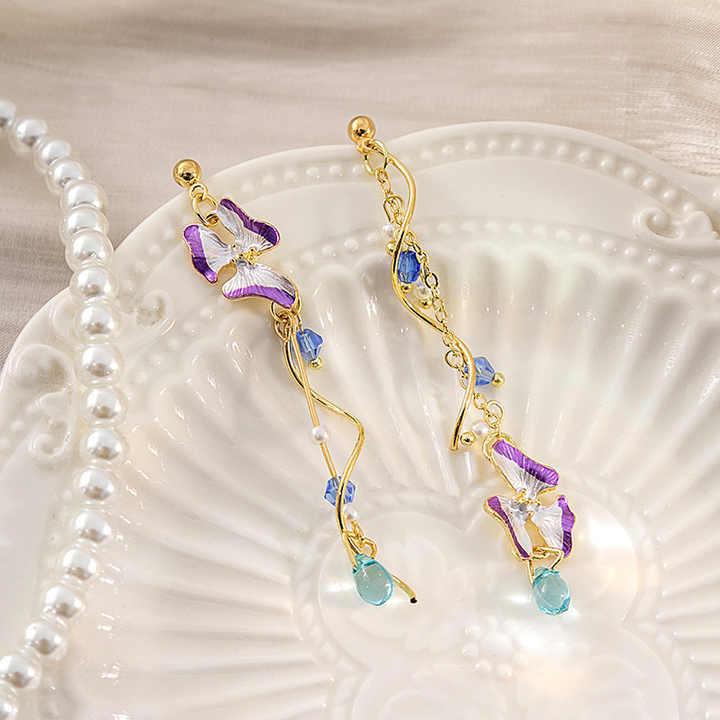 Blue and Purple Crystal Drop Earrings