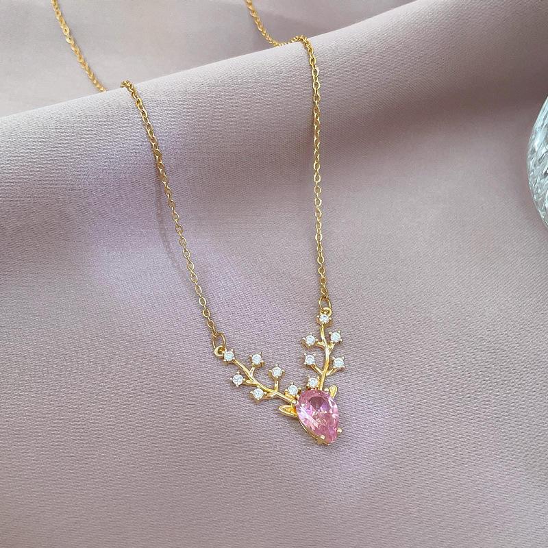 Blush Antler Charm Necklace 1 