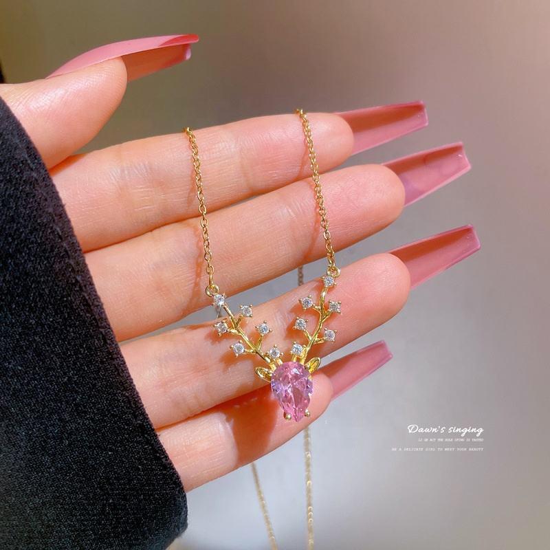 Blush Antler Charm Necklace 2 
