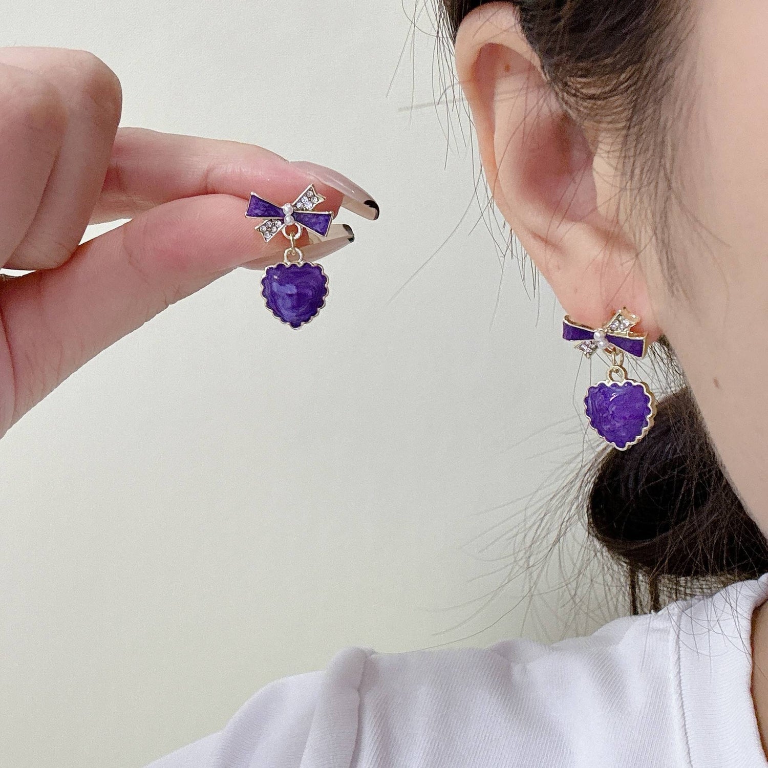 Bowknot-Purple-Heart-Earrings 2
