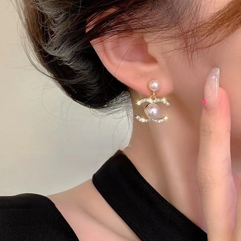 Chanel Logo Dangle Earrings - Main Image