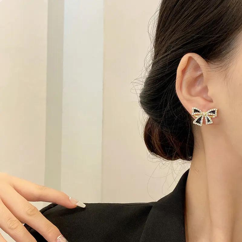 Chic Black Bow Earrings