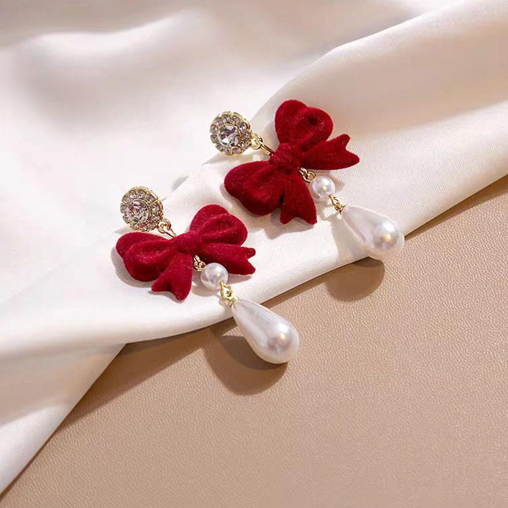 Crimson-Bow-Pearl-Drop-Earrings 1