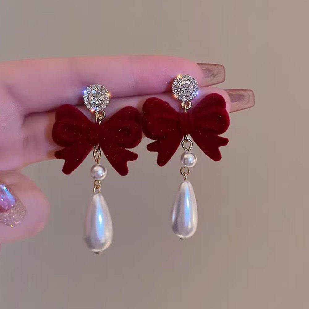 Crimson-Bow-Pearl-Drop-Earrings 3