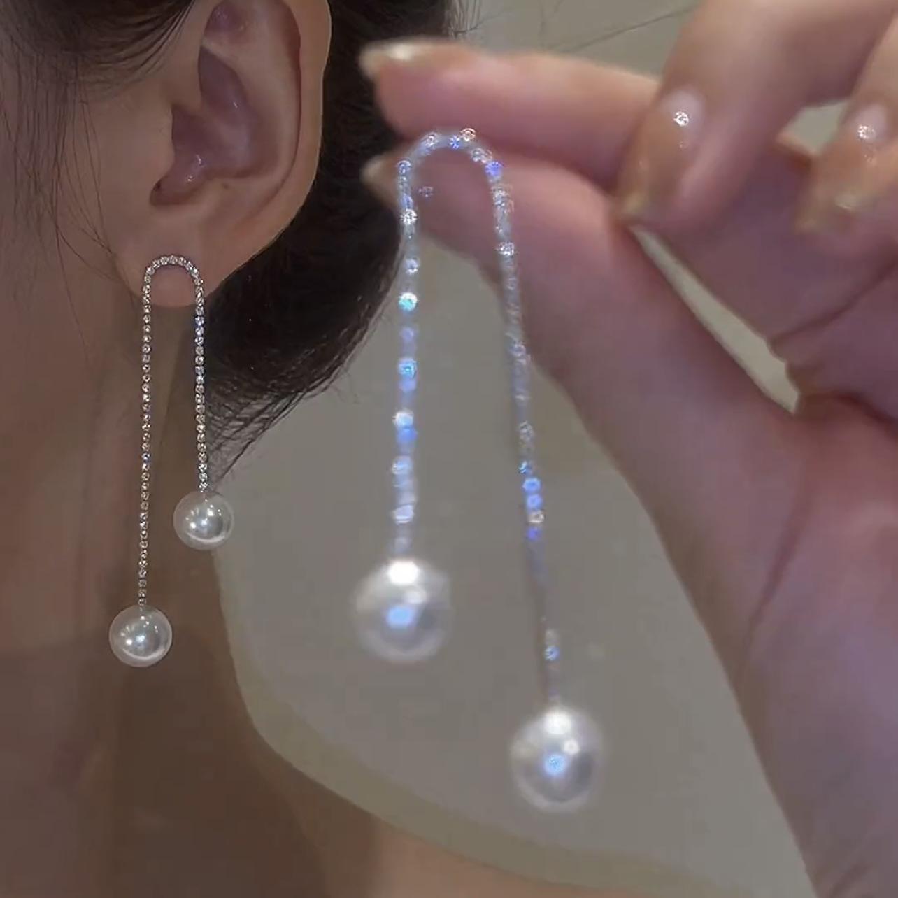 Crystal-Chain-Double-Pearl-Earrings 1