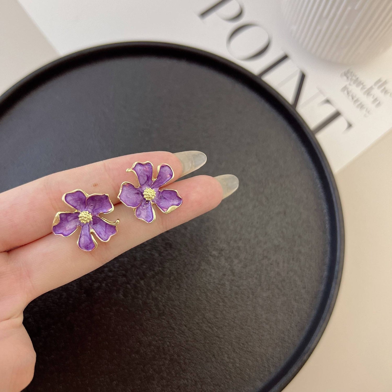 Cute-Purple-Flower-Earrings 3