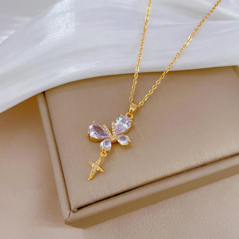 Dainty Shine Butterfly Necklace 1 