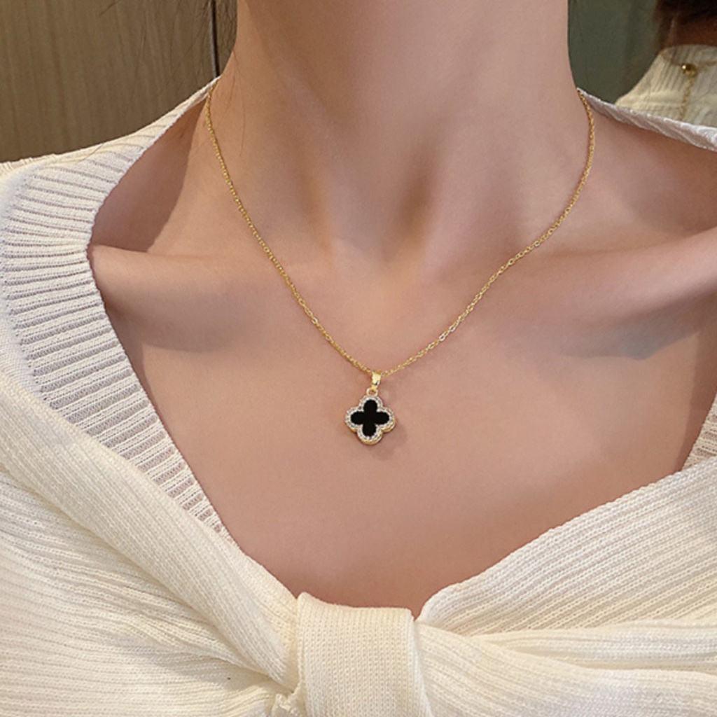 Dual Charm Clover Leaf Necklace 2 