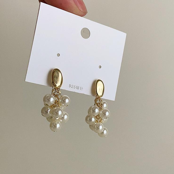 Elegant White Pearl Cluster Earrings