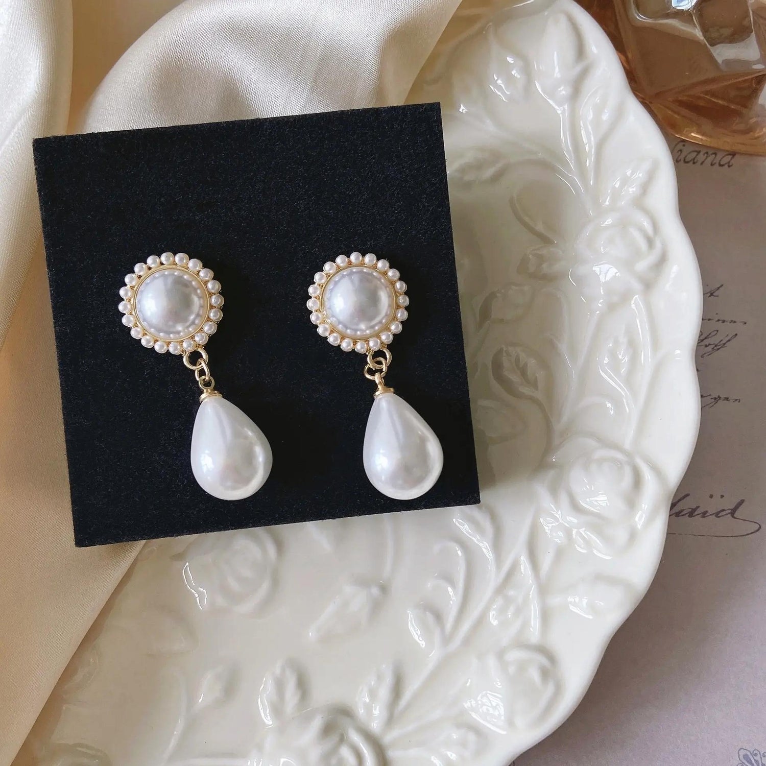 French Tassel Pearl Drop Earrings