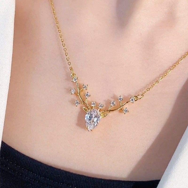 Frosted Antlers Charm Necklace 1 