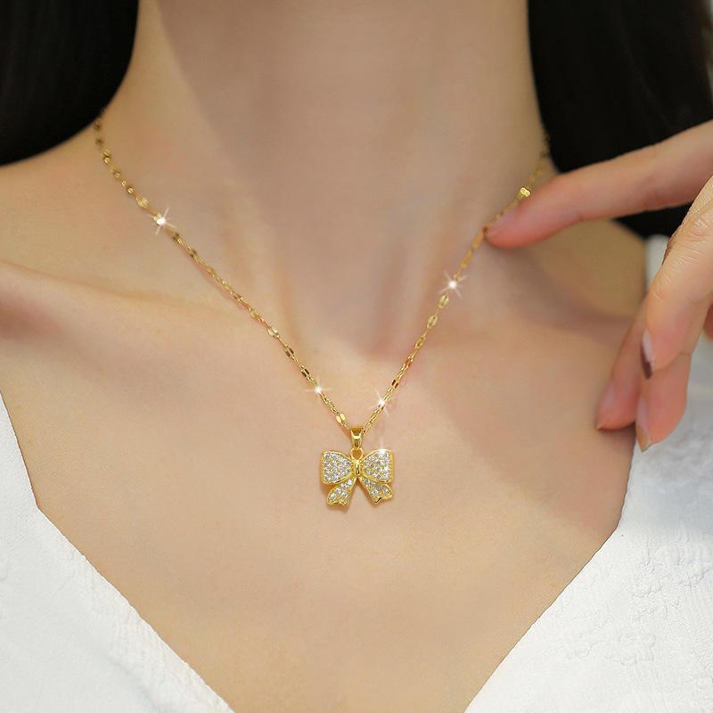 Glimmer Bow Charm Necklace 2 