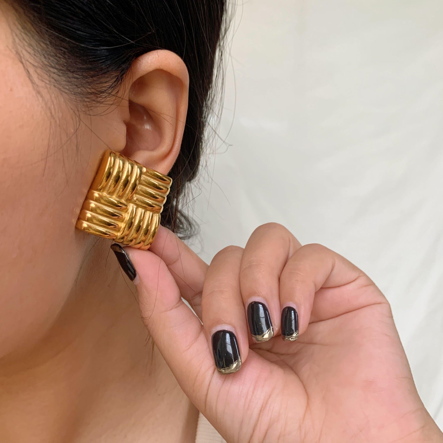 Gold Square Knot Stud Earrings