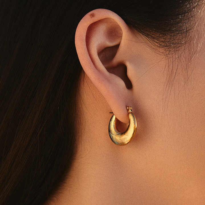 Gold Textured Hoop Earrings
