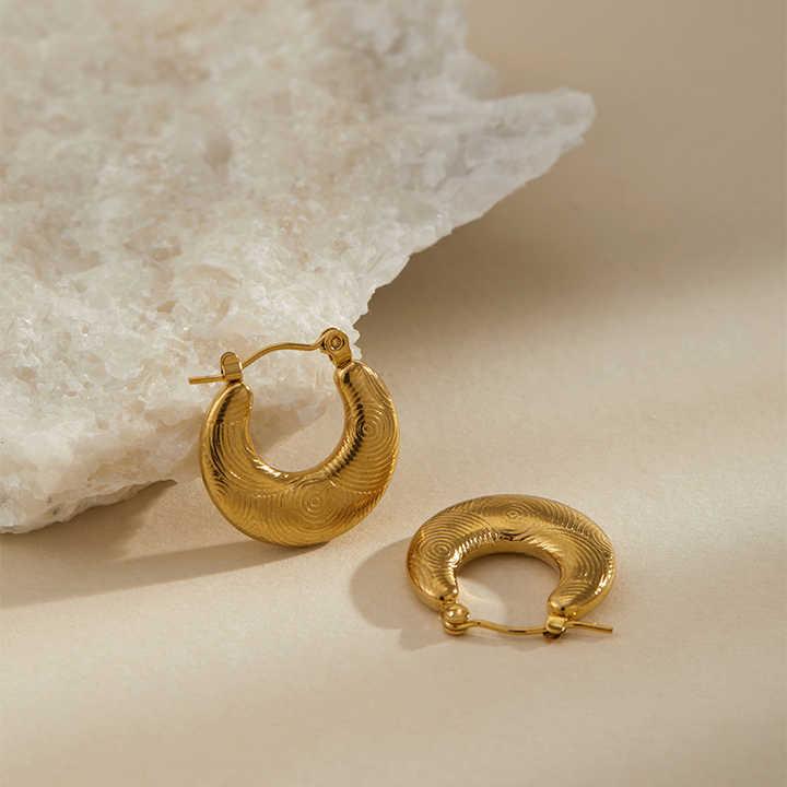 Gold Textured Hoop Earrings