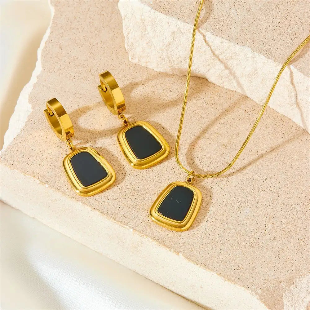 Gold and Black Enamel Combo Set
