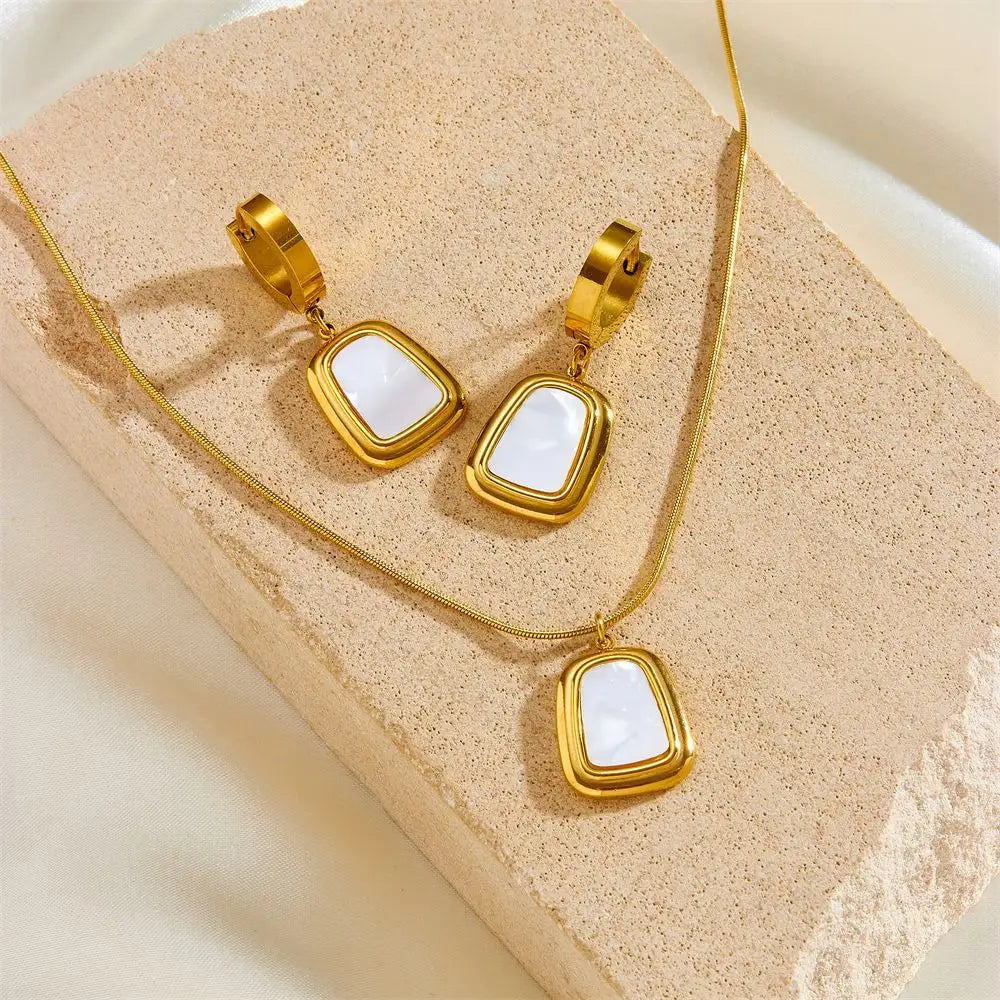 Gold and White Enamel Combo Set
