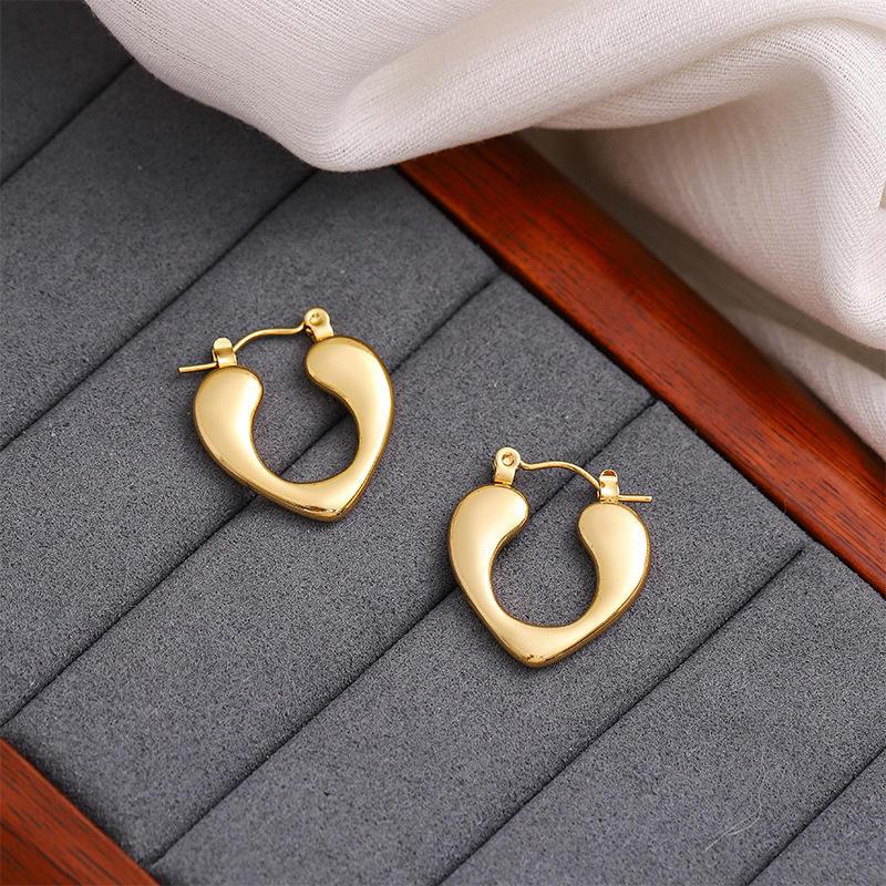 Golden Affection Heart Hoop Earrings