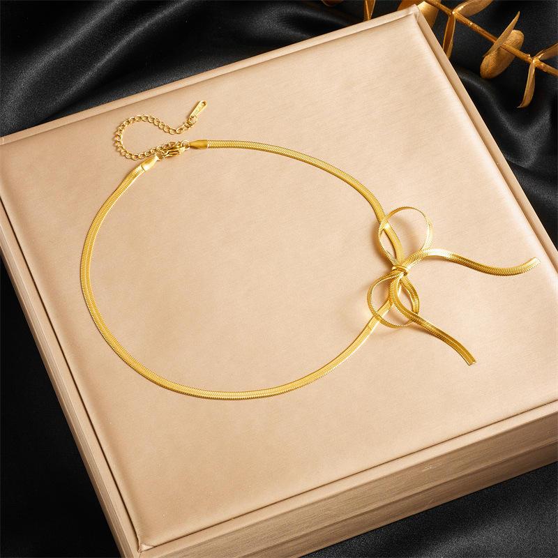 Golden Bow Snake Chain Necklace 2 