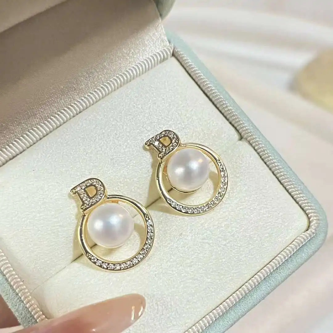 Golden-D-Circled-Pearl-Earrings 3