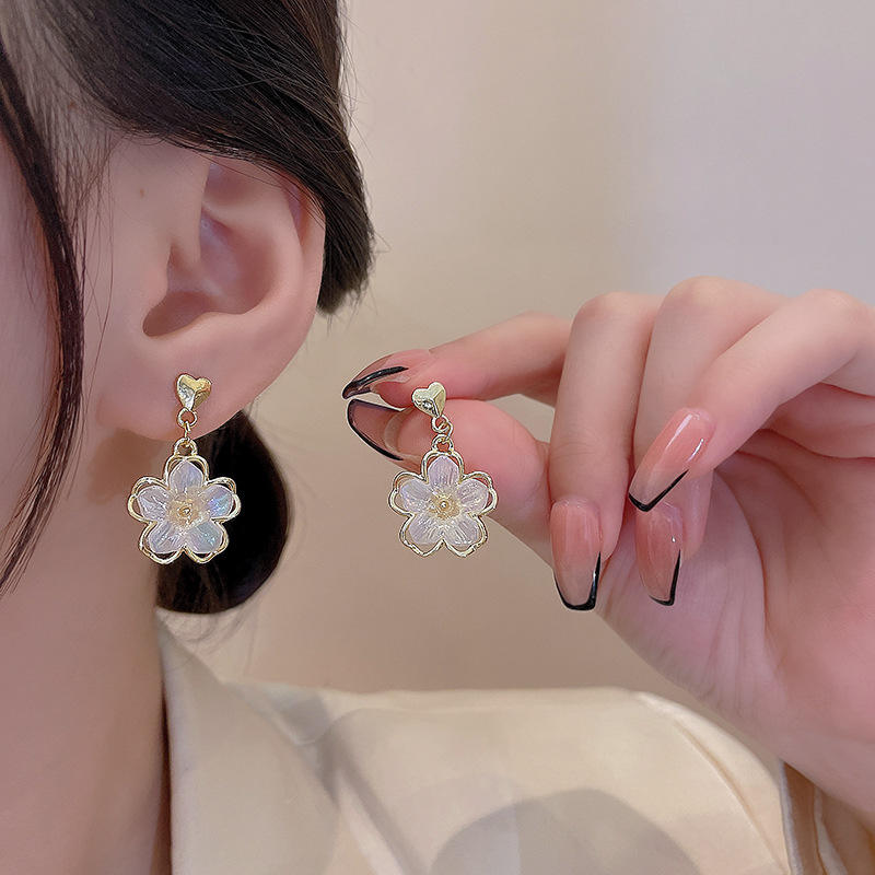 Golden-Heart-Flower-Drop-Earrings 2