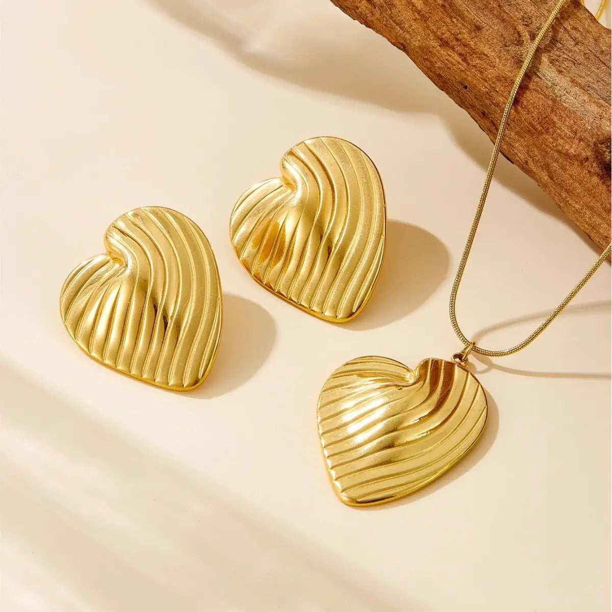 Golden Striped Heart Combo Set