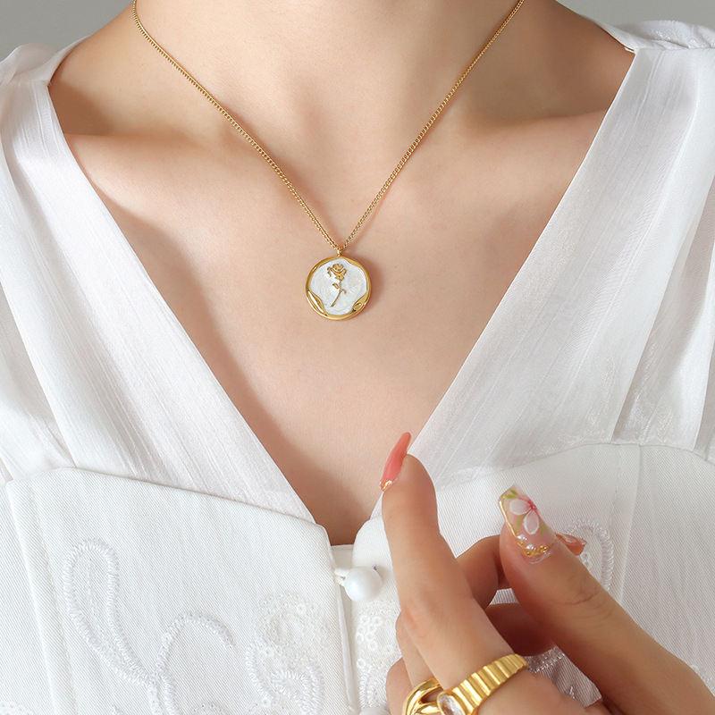 Golden Petals Enamel Necklace 1 
