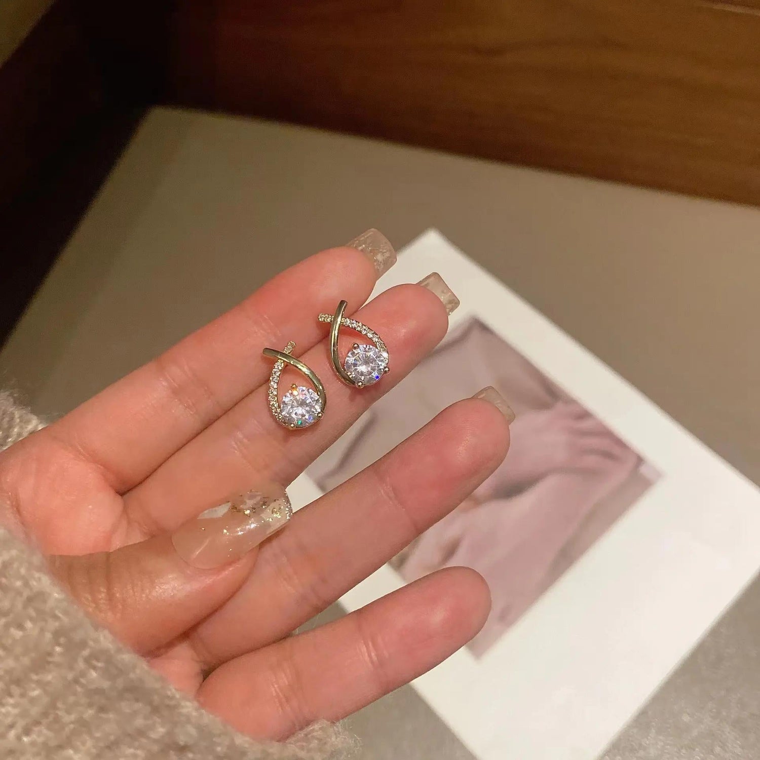 Golden Studded Cross Earrings
