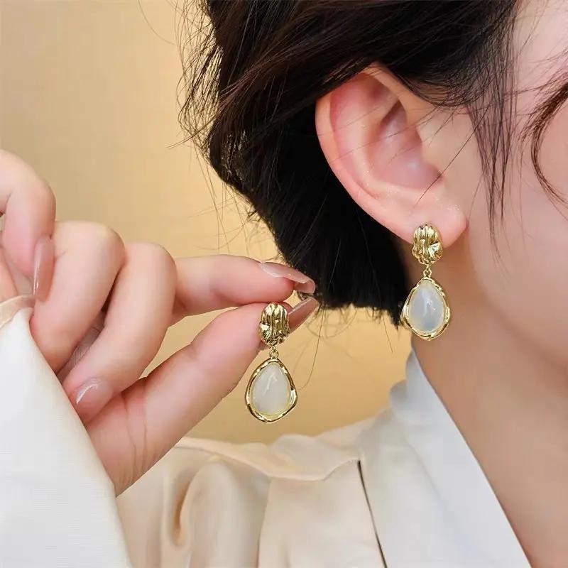 Golden Teardrop Dangle Earrings