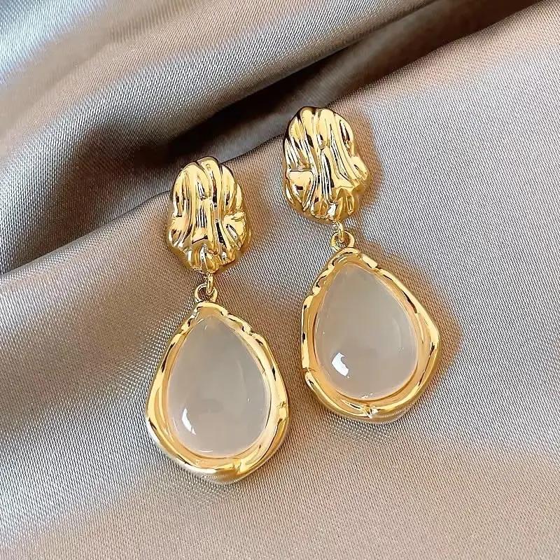 Golden Teardrop Dangle Earrings