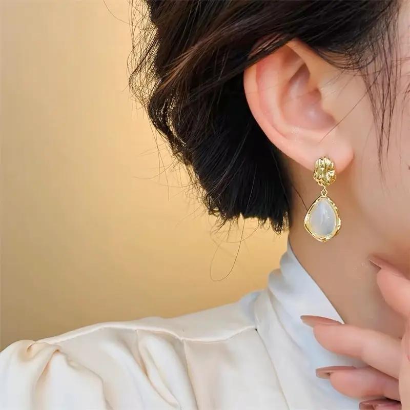 Golden Teardrop Dangle Earrings