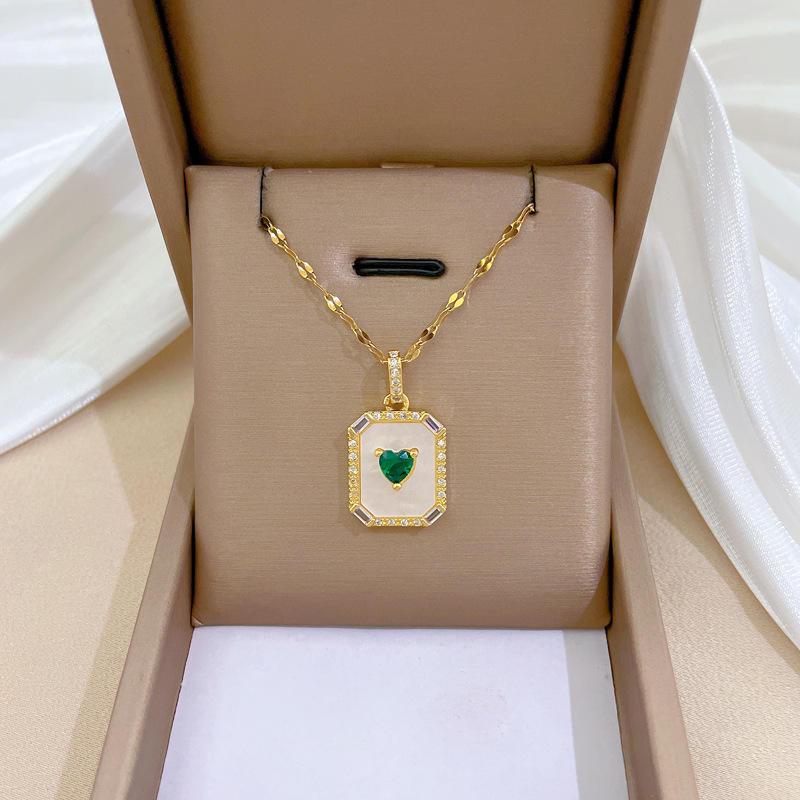 Green Radiance Geometric Necklace 2 