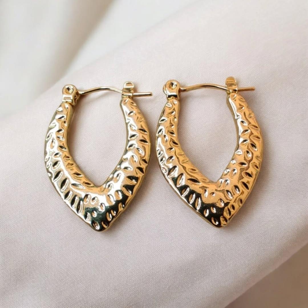 Hammered Cevron Shaped Earrings
