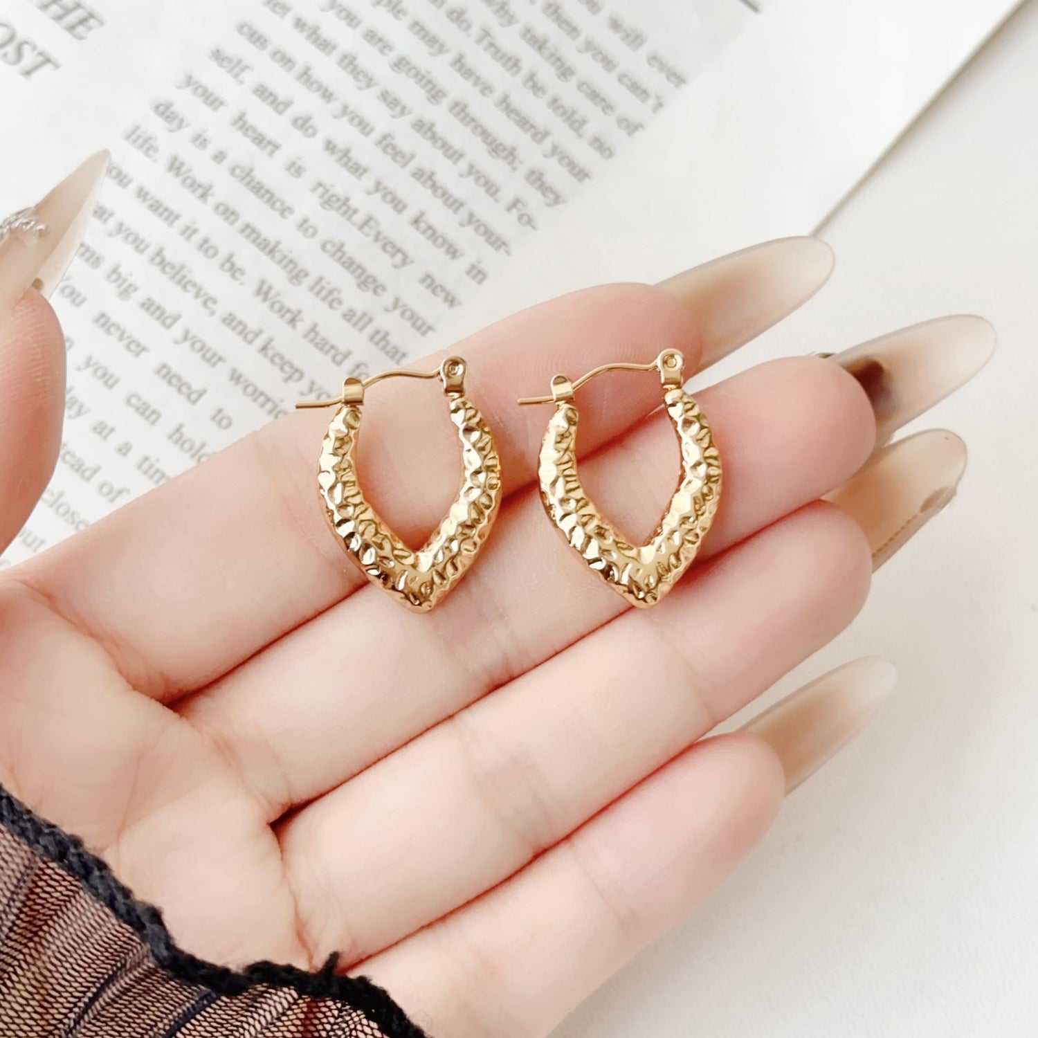 Hammered Cevron Shaped Earrings