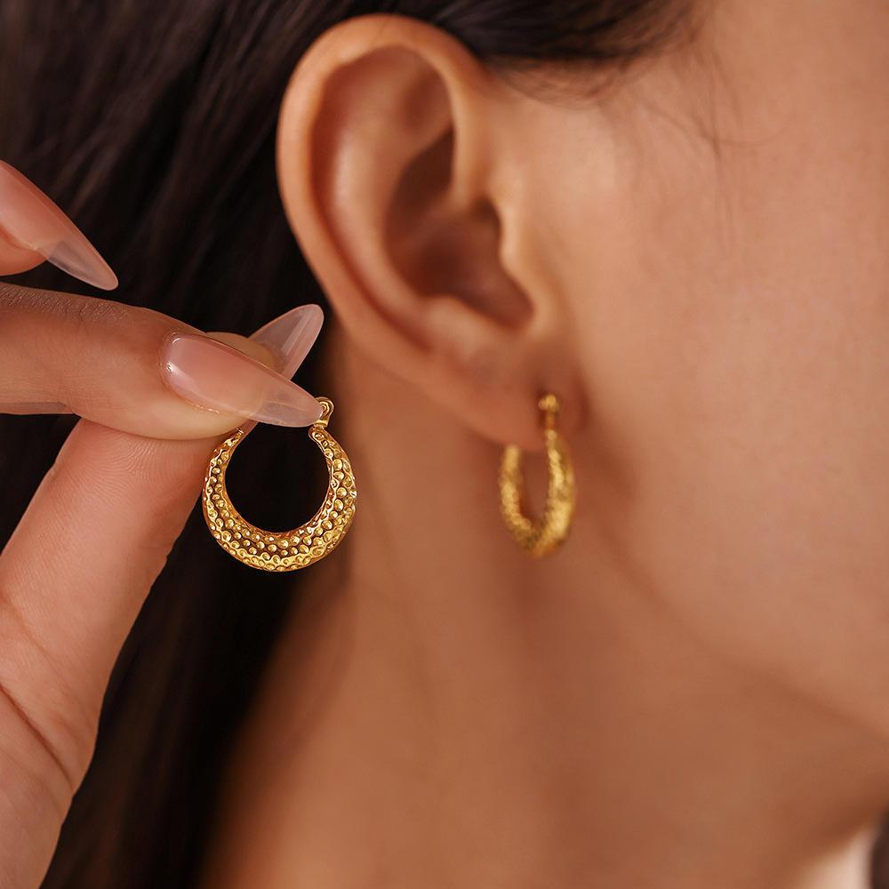Hammered Texture Round Earrings