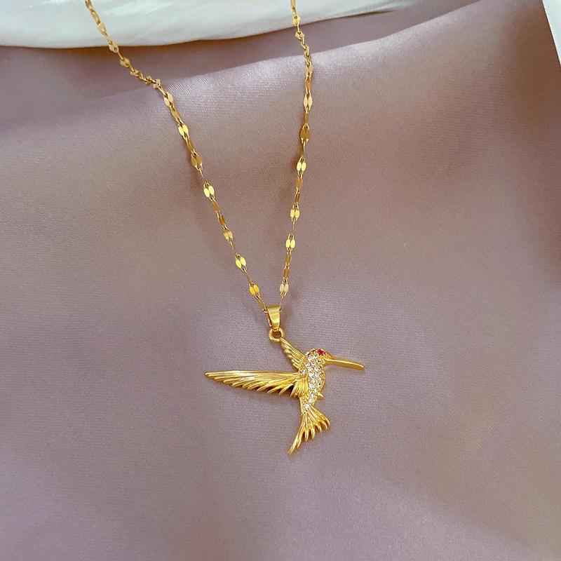 Hummingbird Crystal Charm Necklace 1 