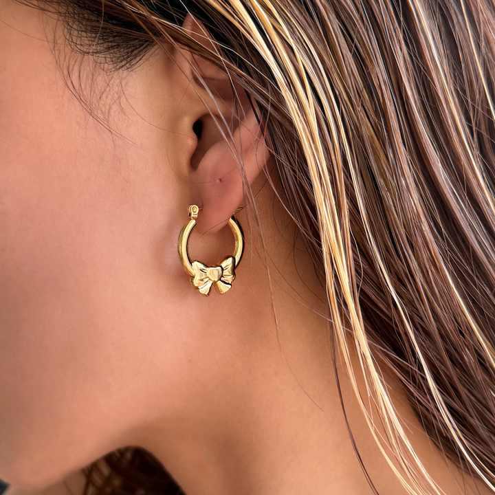 Knotted Bow Hoop Earrings