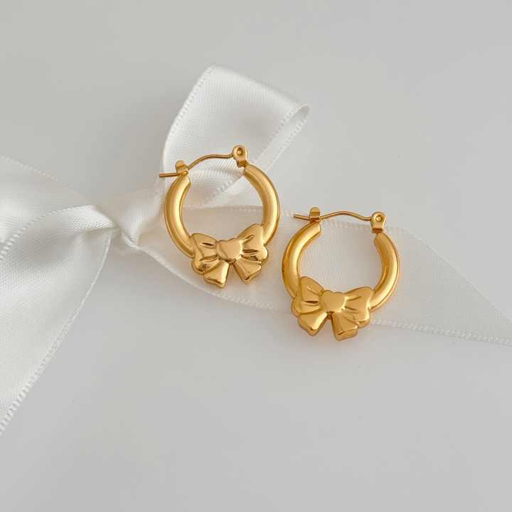 Knotted Bow Hoop Earrings